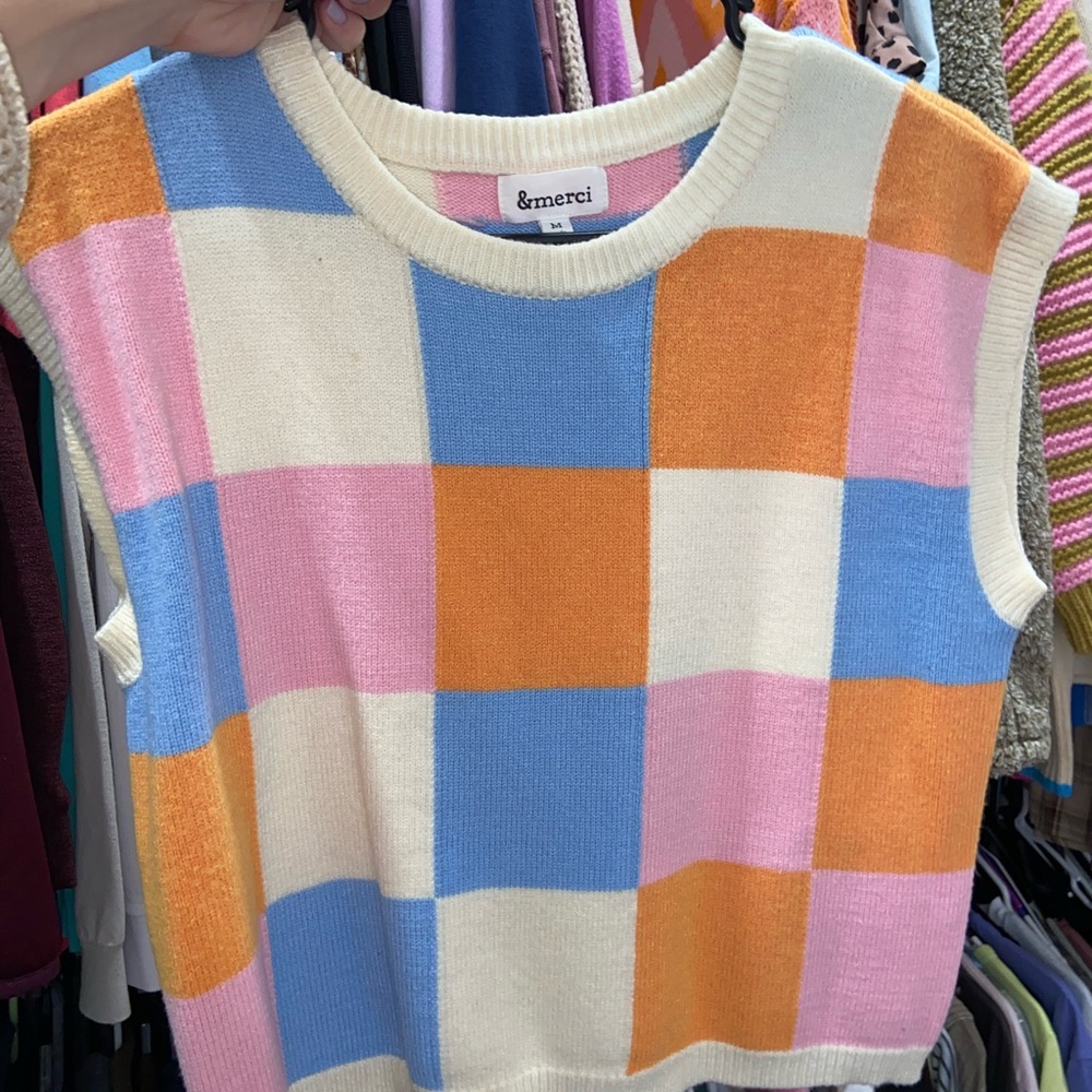 Colorful Checkered Sleeveless Top